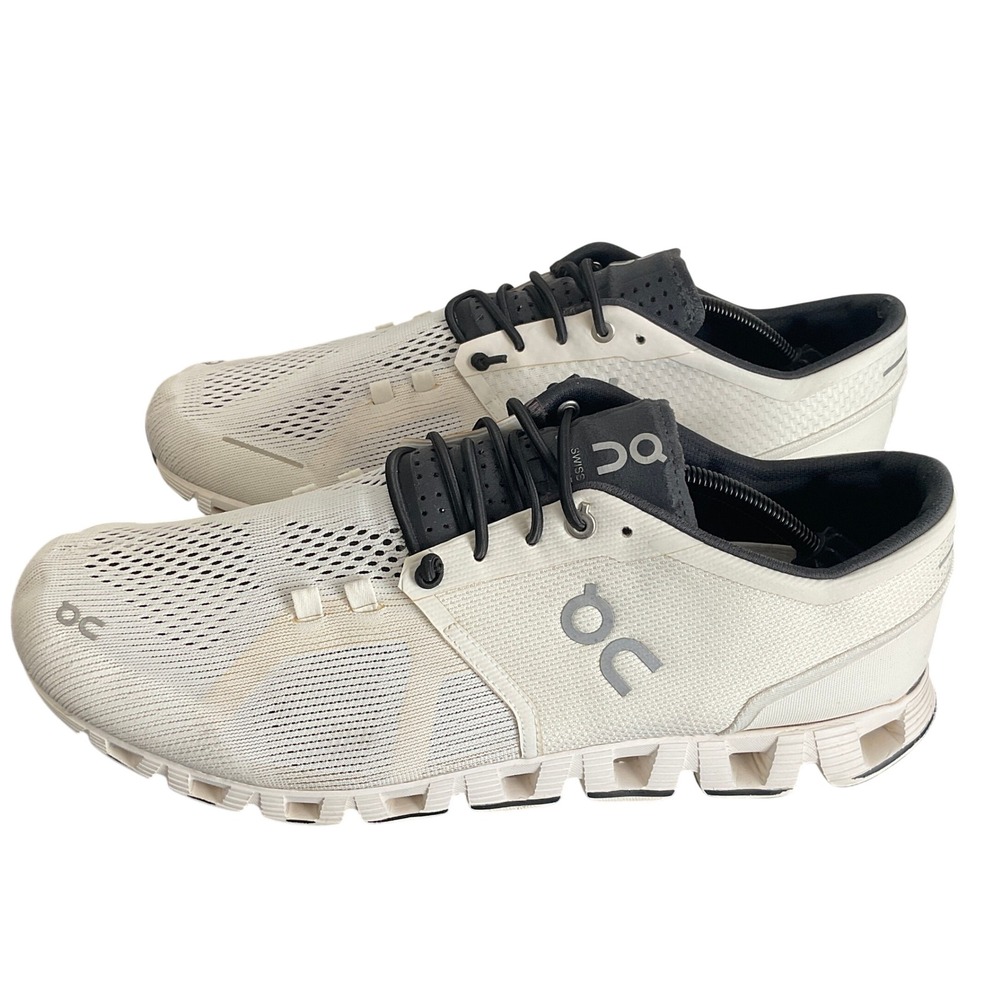 On Running Cloud Men's 13 White Black Mesh CloudTec Running Shoes Sneakers